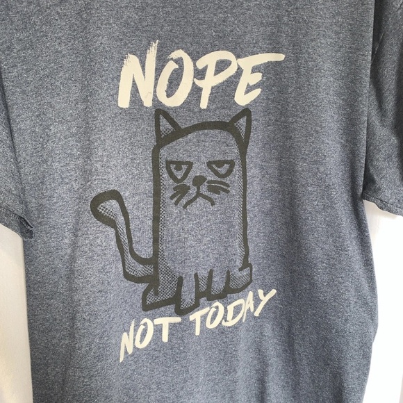 Nope Not Today Blue Distressed Gray Grumpy Cat Graphic T-Shirt Large - Picture 4 of 4